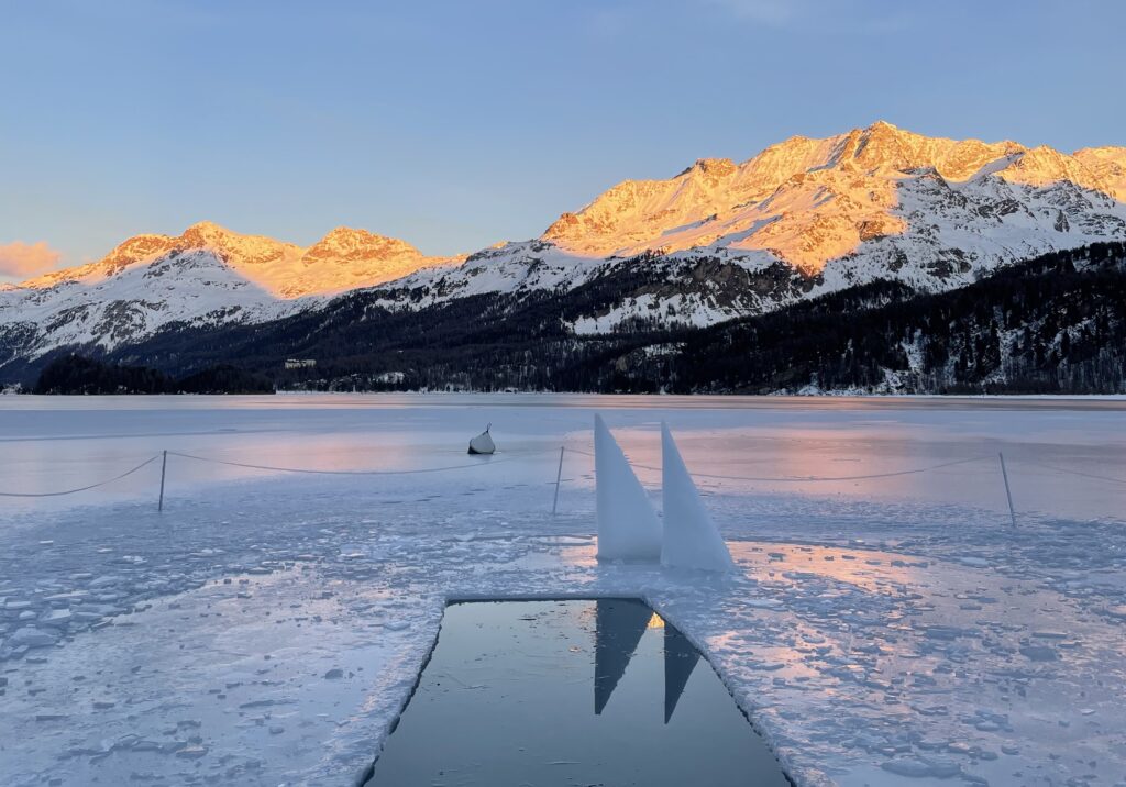 Eisbad Sonnenuntergang