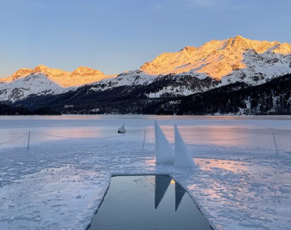 Eisbad Sonnenuntergang